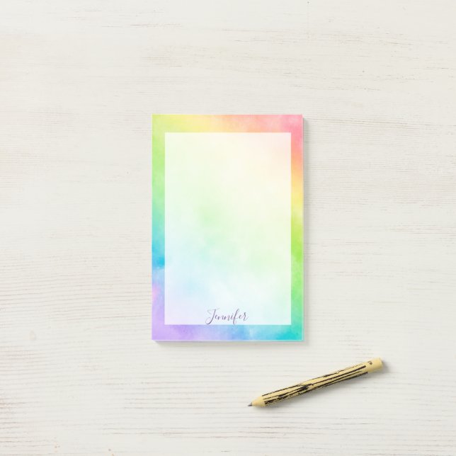 Post-it® Arc-en-ciel aquarelle violet rose (Sur un bureau)