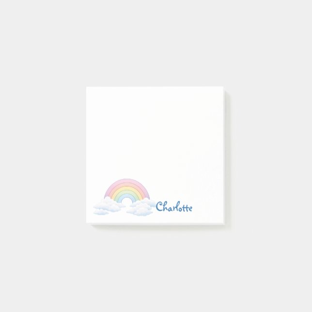 Post-it® Arc-en-ciel et nuages avec votre nom (Devant)