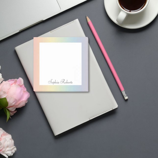 Post-it® Arc-en-ciel pastel Nom personnalisé  (Créateur téléchargé)