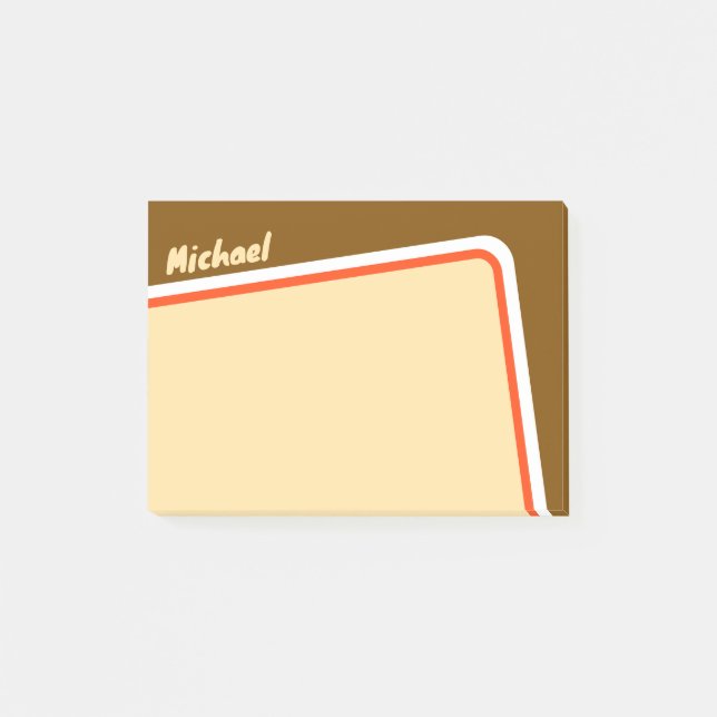 Post-it® Arche Brown Retro Orange Blanc Anglé Personnalisé (Devant)