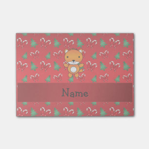 Post-it® Arcs rouges personnalisés de Noël de renard nomm