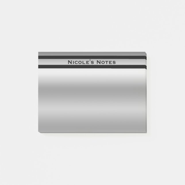 Post-it® Argent Platine Brillant Chic Moderne Personnalisé (Devant)