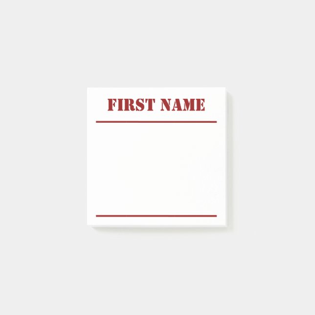 Post-it® Arrière - plan blanc avec nom personnalisé rouge f (Devant)