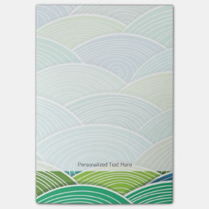 Post-it® Arrière - plan de vagues vertes abstraites courbée