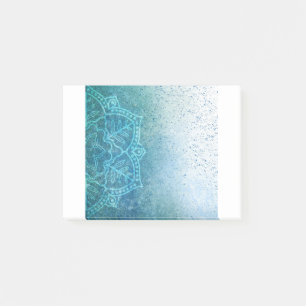 Post-it® Arrière - plan Mandala Grunge Motif Texte vert