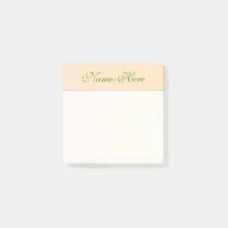 Post-it® Arrière - plan simple, bisque et vert Nom