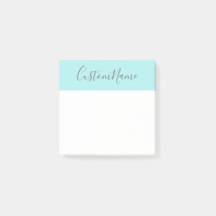 Post-it® Arrière - plan simple de turquoise et faible nom