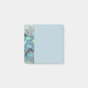 Post-it® Art abstrait papillon bleu vert fantasy fractal