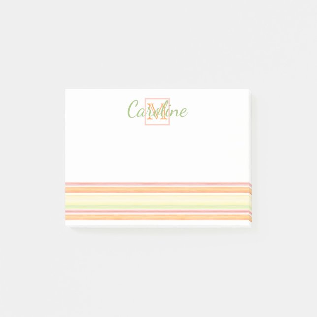 Post-it® Art aquarelle personnalisée de rayures joyeuses et (Devant)