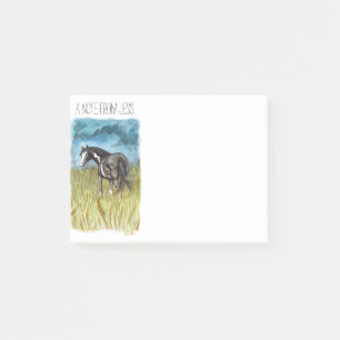 Post-it® Art d'aquarelle du Cheval de peinture noir et blan