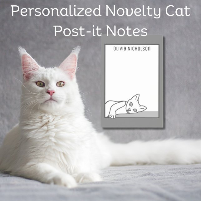 Post-it® Art de chaton paresseux personnalisé Chat de nouve (Lazy Kitten Art Personalized Novelty Cat Post-it Notes)