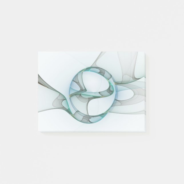 Post-it® Art fractal abstrait moderne bleu turquoise gris (Devant)