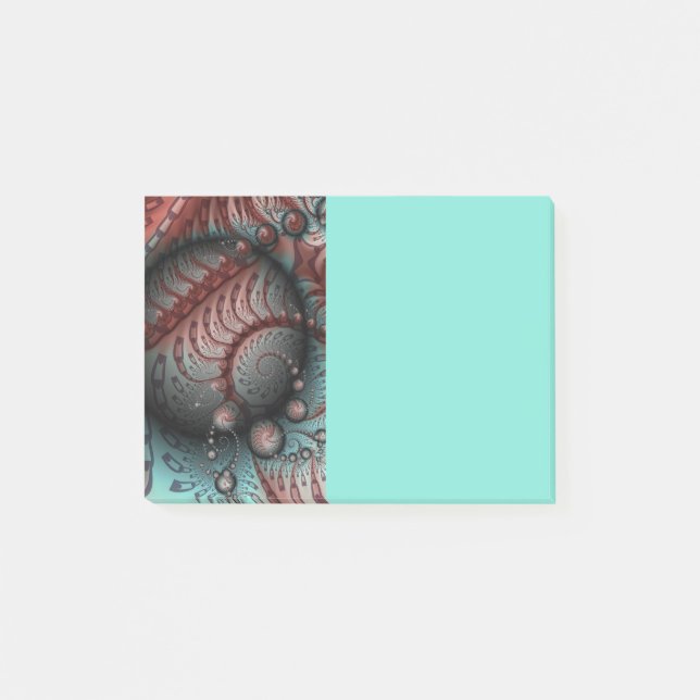 Post-it® Art fractal abstrait vif marron bleu (Devant)