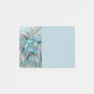 Post-it® Art fractal fantaisiste papillon bleu vert abstrai