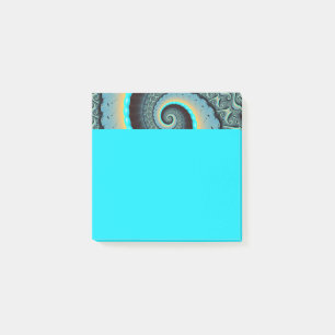 Post-it® Art fractal spirale abstrait bleu turquoise orange