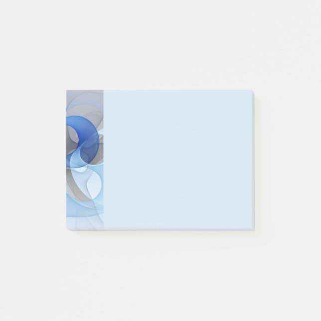 Post-it® Art graphique fractal abstrait bleu gris moderne (Devant)