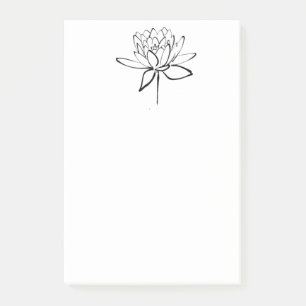 Post-it® Art noir et blanc de dessin d'encre de fleur de