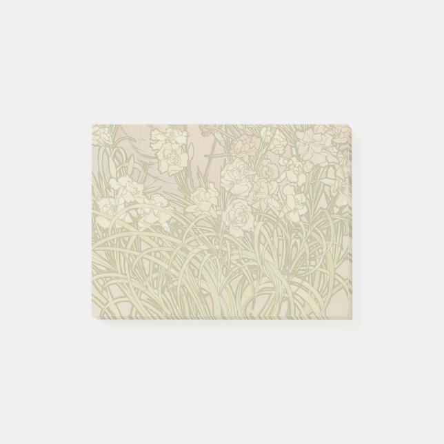 Post-it® Art Nouveau Alfonse Mucha fleurs d'oeillets floral (Devant)