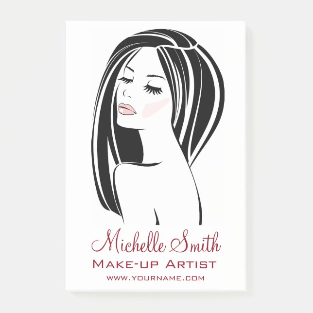 Post-it® Artiste de maquillage moderne noir clair rose chic (Devant)