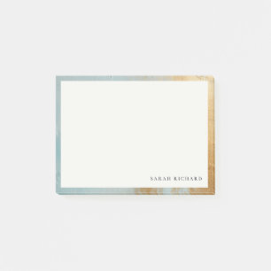 Post-it® Artistique classique Aqua Blue Gold Paint Texture