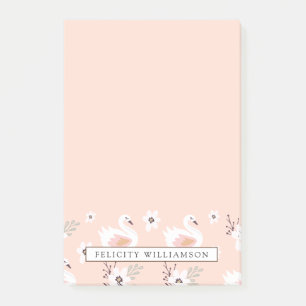 Post-it® Assez dans le cygne rose et le motif floral