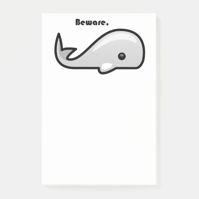 Post-it® Attention au dessin animé de la baleine blanche (Devant)