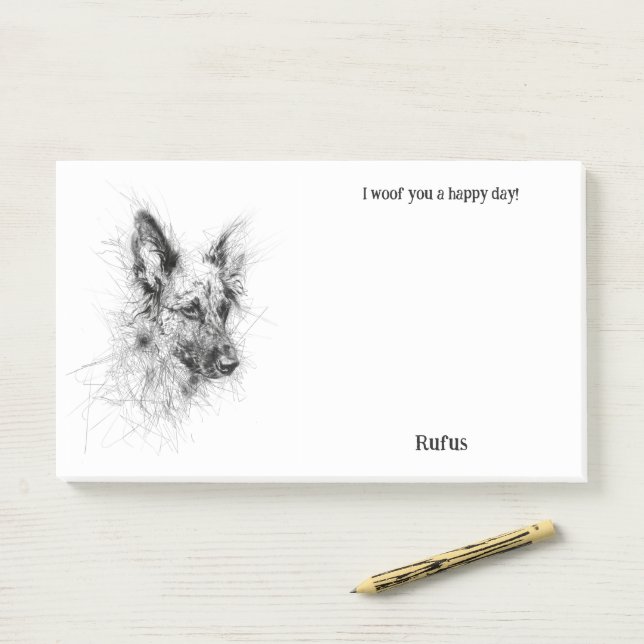 Post-it® Australian Cattle Dog Nom du chien d'art Abstrait (Sur un bureau)