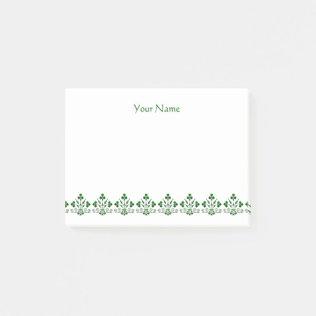 Post-it® Autocollants vintages Shamrock Motif Vert Personna (Devant)