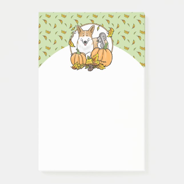Post-it® Automne Pembroke Welsh Corgi (rouge 1) Citrouille  (Devant)