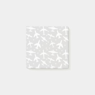 Post-it® Avion à motif gris et blanc