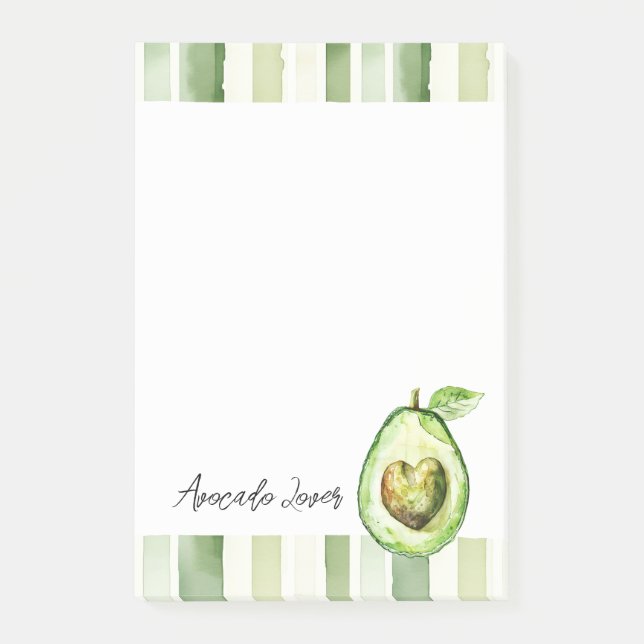Post-it® Avocat Cœur Rayures Vertes (Devant)