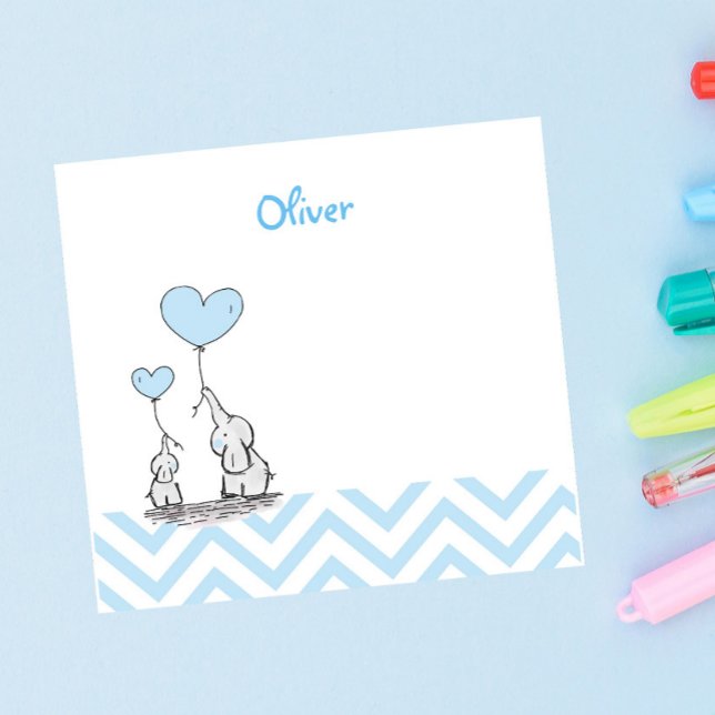 Post-it® Baby Blue Elephant Personnalisé Baby Boy (Créateur téléchargé)