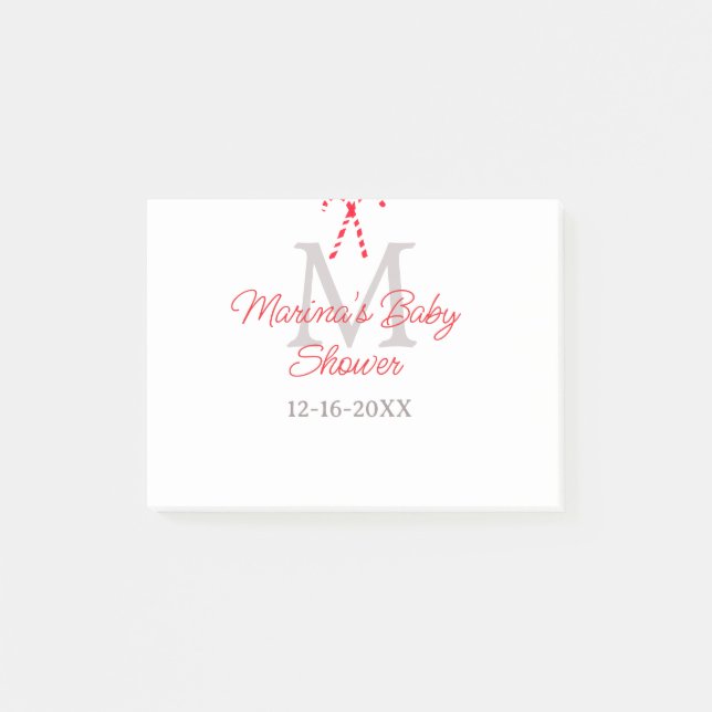 Post-it® Baby shower sucre de canne Noël monogramme (Devant)
