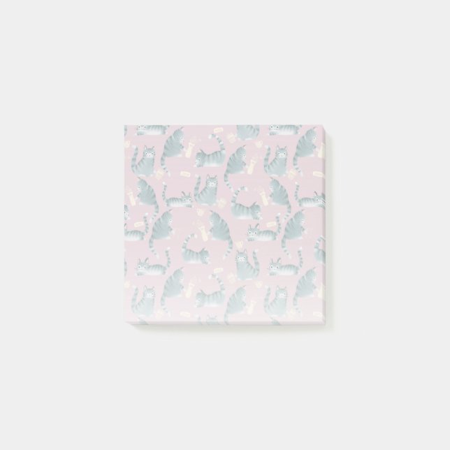 Post-it® Bad Grey Tabby Chats Frapper Tout Sur Motif (Devant)