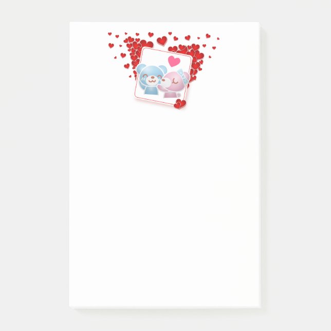 Post-it® Baisers avec coeur d'amour rouge tout autour (Devant)