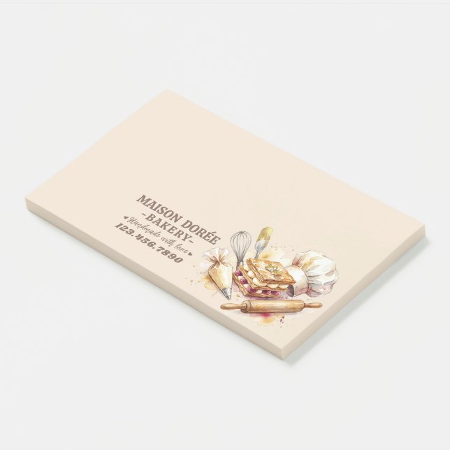 Post-it® Bakery Pastry Chef Watercolor Gold Baking Catering (Incliné)