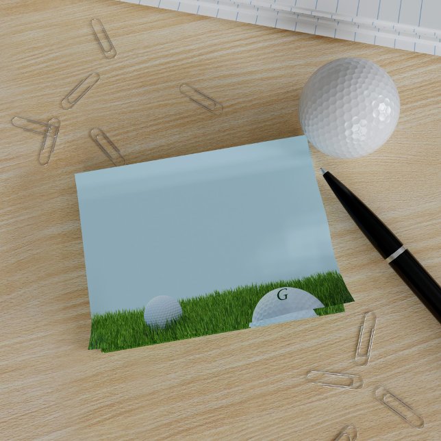 Post-it® Bal de golf Monogramme bleu Green Post it Notes (Golf Ball Monogram Blue Green Post it Notes with space for your initials)