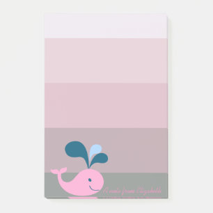 Post-it® Baleine de dessin animé sur rayures - Personnalisé