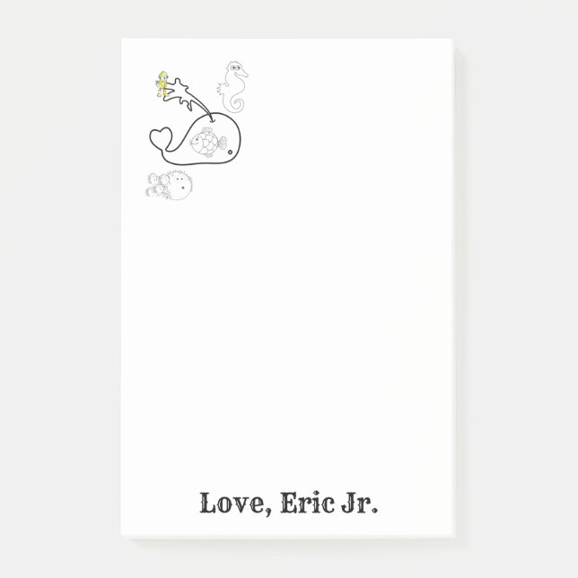 Post-it® Baleine Notes Poisson Coloriage Post it Note (Devant)