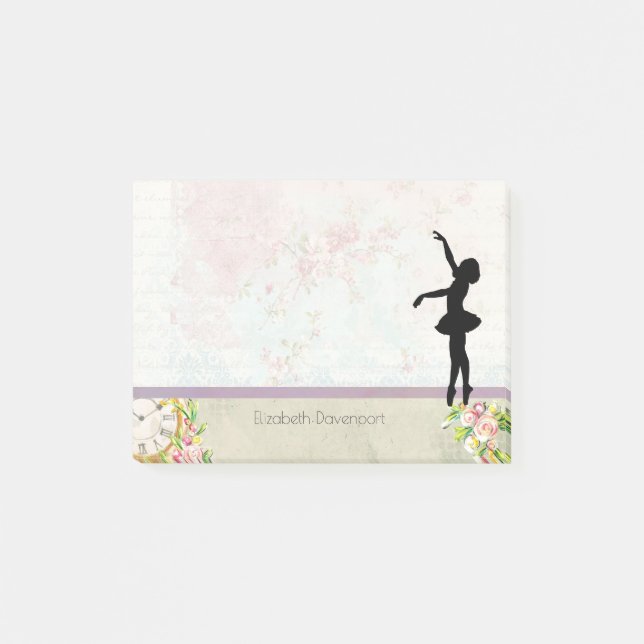 Post-it® Ballerina Silhouette sur Elegant Motif Vintage (Devant)