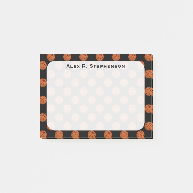Post-it® Balles de basket Monogram sur fond noir (Devant)