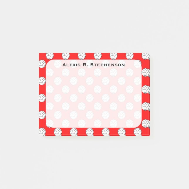 Post-it® Balles de volley-ball Monogramme Rouge (Devant)