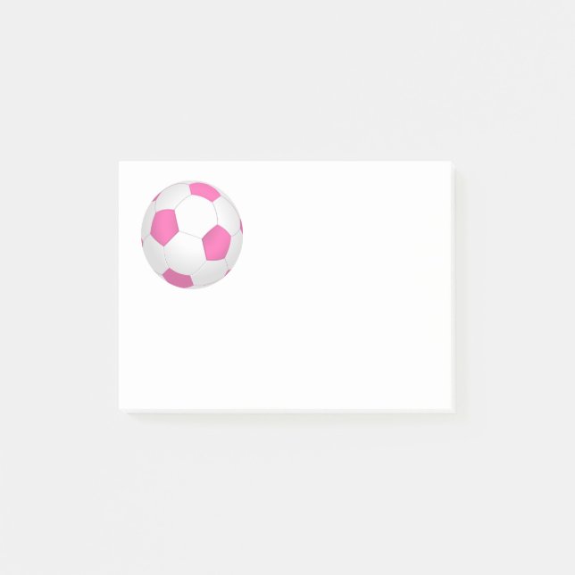 Post-it® Ballon de football blanc rose moderne (Devant)
