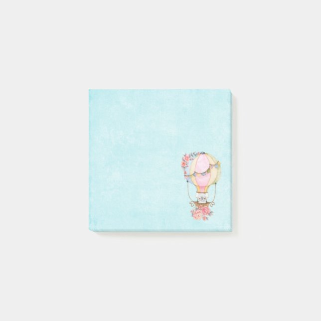 Post-it® Ballons à air chaud mignon avec aquarelle à ours (Devant)