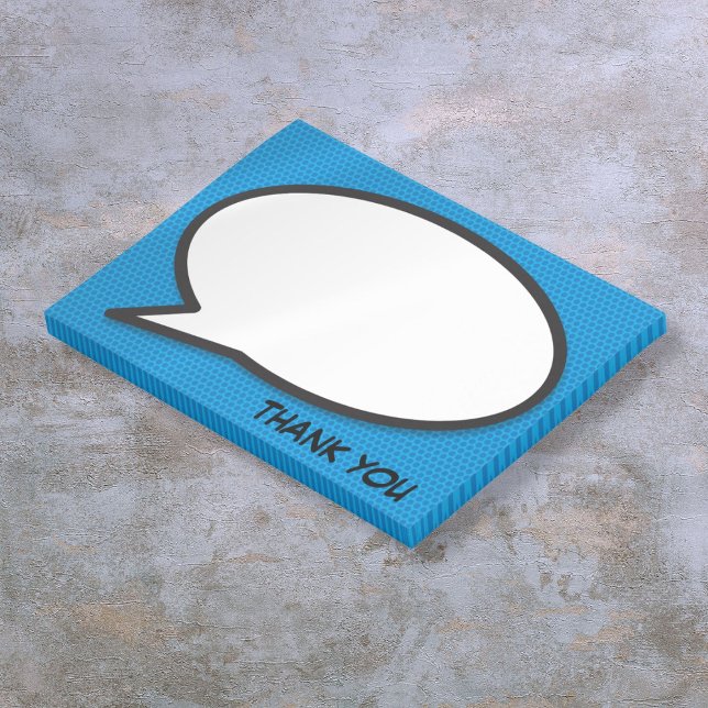 Post-it® Bande dessinée Discours Bubble Merci bleu (Comic Book Speech Bubble Blue Thank You Post-it Notes)