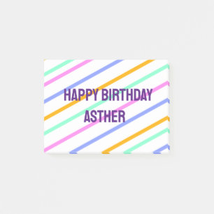 Post-it® Bandes colorées joyeux anniversaire ajouter nom ch