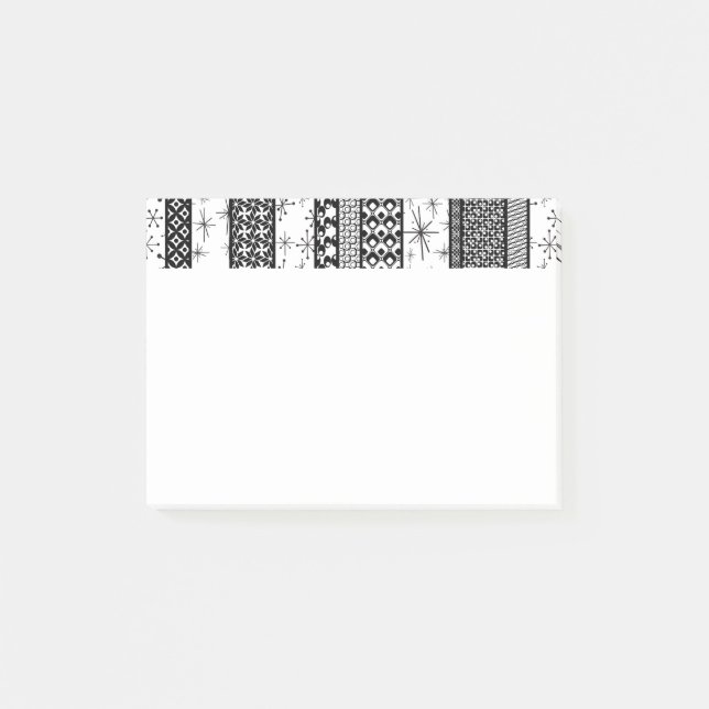 Post-it® Bandes de Motifs rétro noir et blanc 1 (Devant)