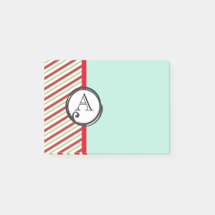 Post-it® Bandes Diagonales Rouge Et Vert Avec Monogramme