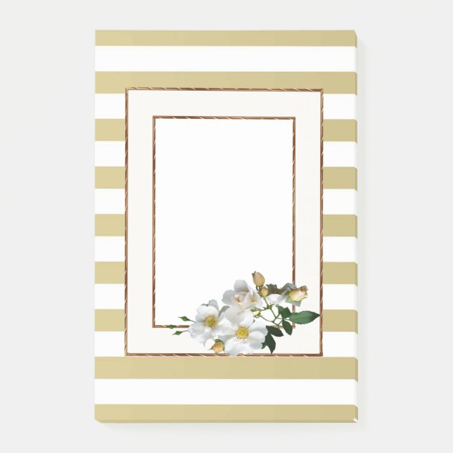 Post-it® Bandes dorées et fleurs (Devant)