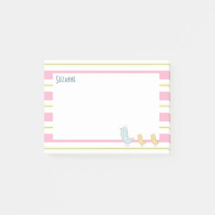 Post-it® Bandes Jaunes Et Roses Avec Oiseaux